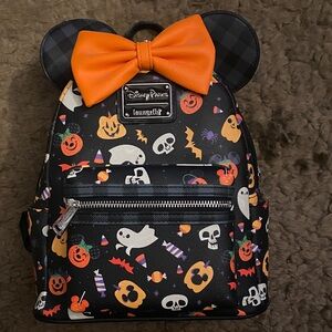 Disney Halloween Backpack with Orange Bow